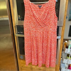 Lands End 2x Coral Polka Dot Sleeveless Dress‎